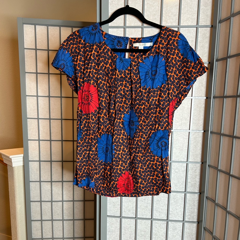 Boden Blue and Red Floral Women's Blouse